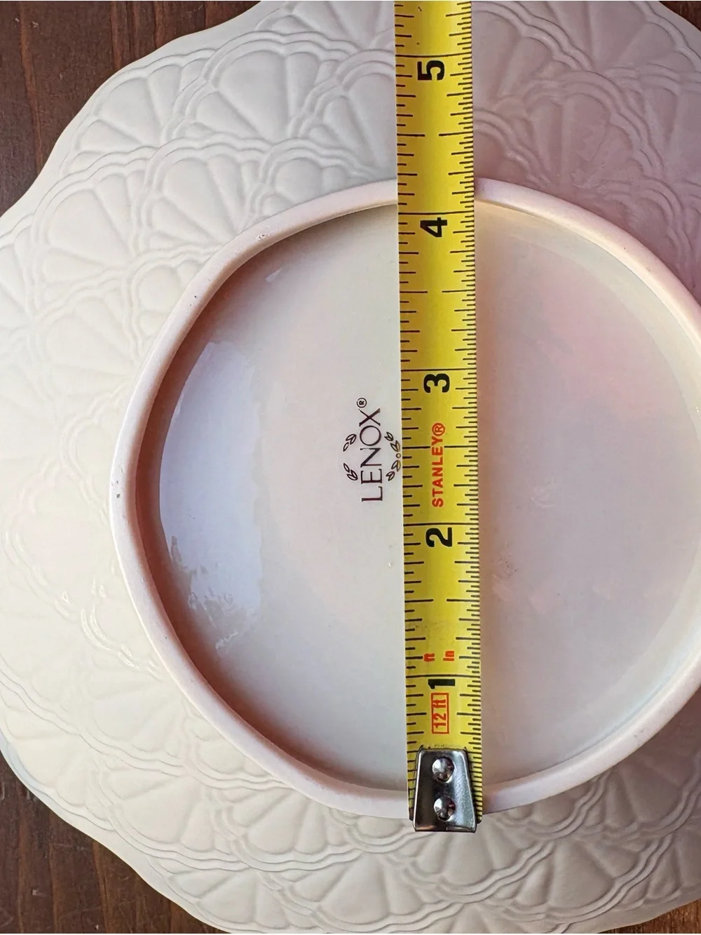 Lenox White Embossed Ceramic Serving Bowl with Gold Trim